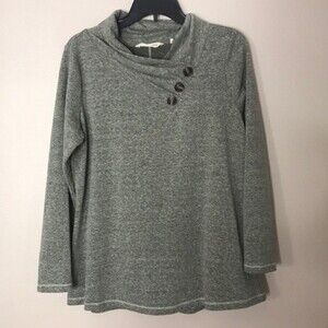 Soft surroundings ladies gray Brinley top French terry cowl neck size medium
